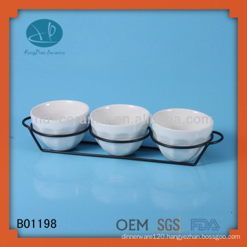 ceramic soup bowl set with metal stand